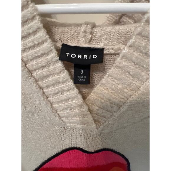 Torrid Women's Beige Raglan Pullover Hoodie Rainbow Lips Sweater Plus Size 3XL - Picture 4 of 9